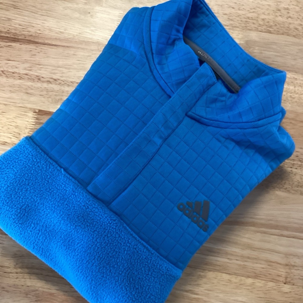 EUC‎ Mens Adidas Golf 1/4 Zip Pullover Fleece - Blue- Small